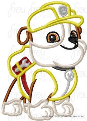 Rub Paw Puppy Dog Machine Applique Embroidery Design, multiple sizes, including 4 inch