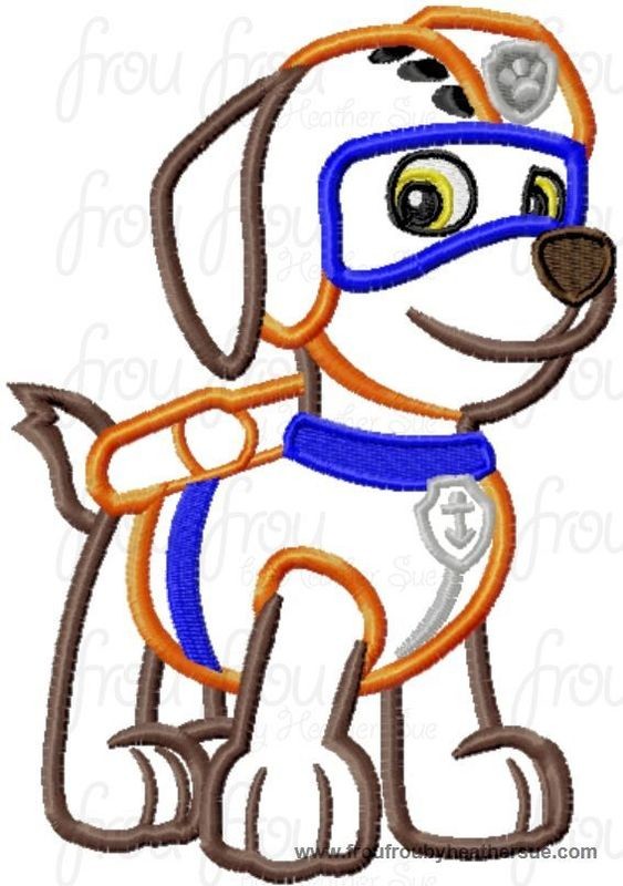 Paw Zima Puppy Dog Machine Applique Embroidery Design, multiple sizes, including 4 inch