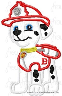 Marshalling Paw Puppy Dog Machine Applique Embroidery Design, multiple sizes, including 4 inch
