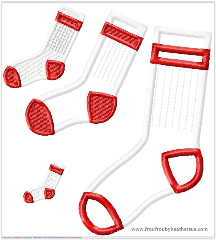 Sock Machine Applique Embroidery Design, Multiple sizes, including 1-9 inch