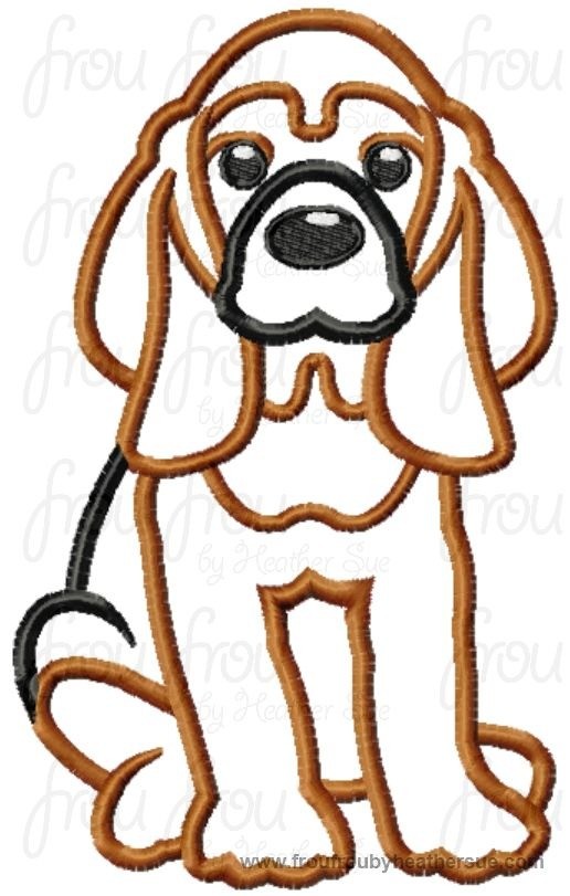 Bloodhound Puppy Dog Machine Applique Embroidery Design, Multiple Sizes, including 4 inch