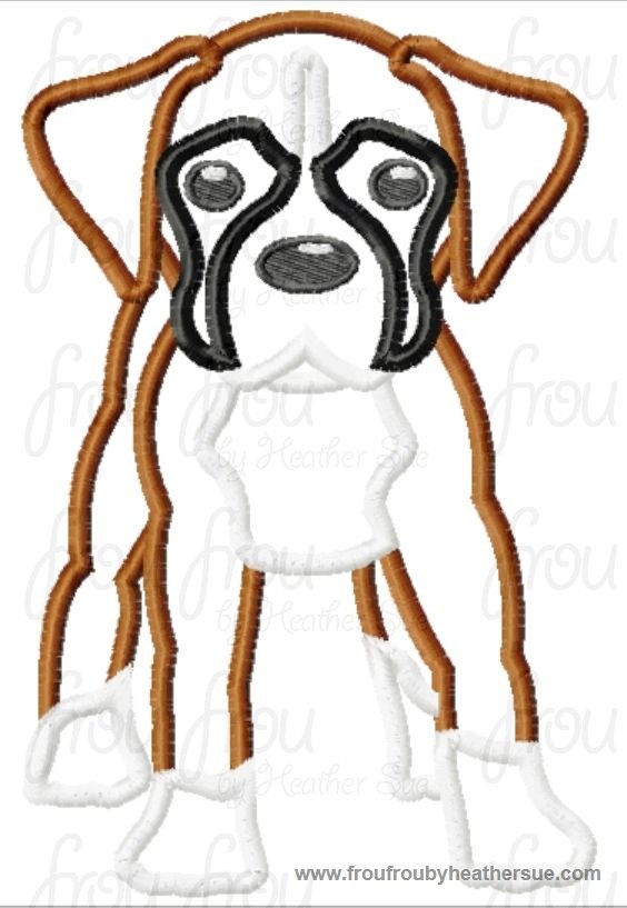 Boxer Puppy Dog Machine Applique Embroidery Design, Multiple Sizes, including 4 inch