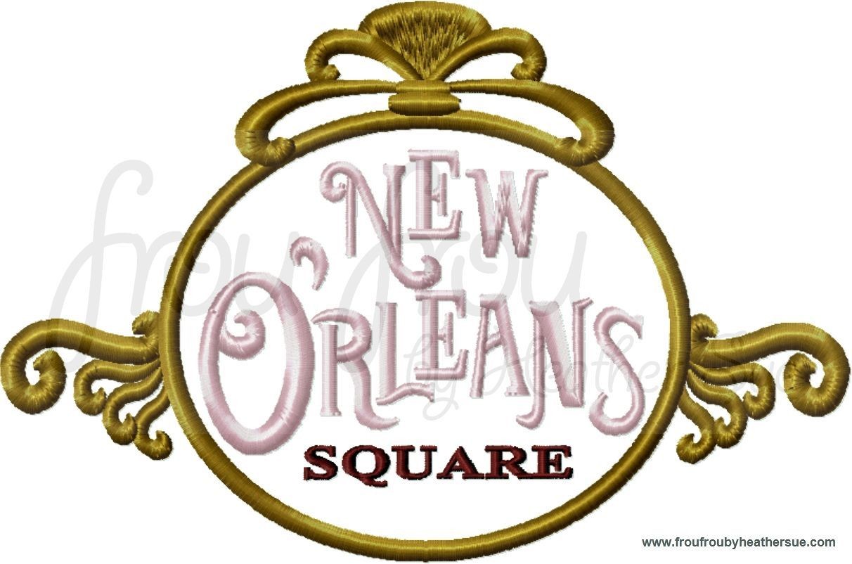 New Orleans Land Theme Park,  2 Designs- with and without frame, Machine Applique Embroidery Design, Multiple Sizes including 4 inch