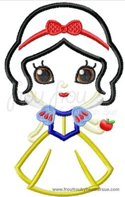 Snowy White Cutie Little Princess Machine Applique Embroidery Design, Multiple Sizes NOW INCLUDING 4 INCH