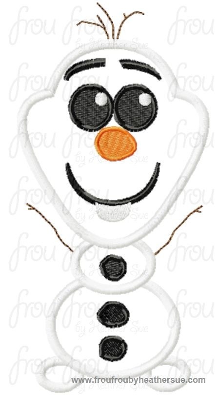 Oolaf Freezing Snowman Cutie Little Princess Machine Applique Embroidery Design, Multiple Sizes, NOW INCLUDING 4 INCH