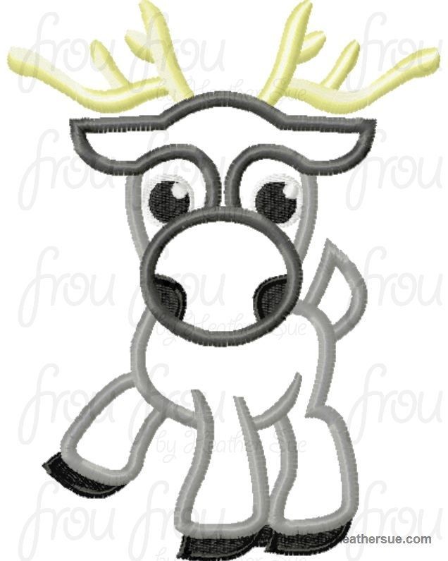 Seven Reindeer Freezing Cutie Little Princess Machine Applique Embroidery Design, Multiple Sizes, NOW INCLUDING 4 INCH