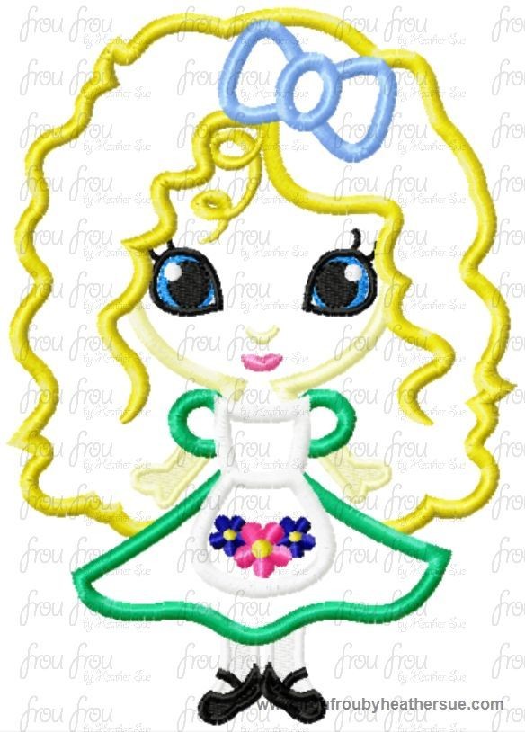 Goldilocks Cutie Little Princess Machine Applique Embroidery Design, Multiple Sizes, NOW INCLUDING 4 INCH