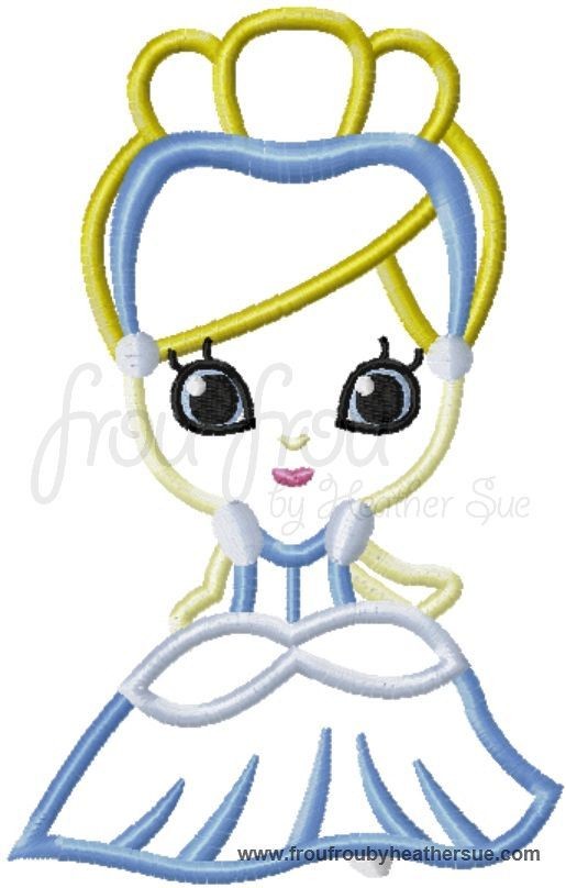 Cindy Cutie Little Princess  Machine Applique Embroidery Design, Multiple Sizes NOW INCLUDING 4 INCH