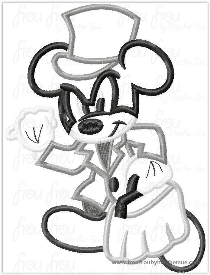 Mister Mouse dressed as Hitchhiking Ghost Haunted House  Halloween Machine Applique Embroidery Design, multiple sizes, including 2.5- 14 inch
