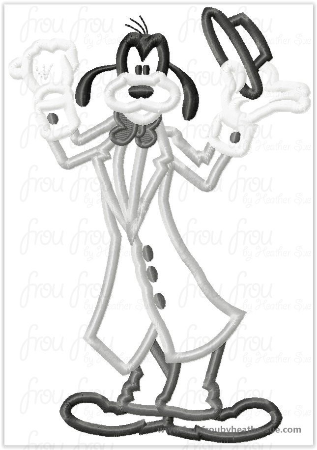 Guufy dressed as Tall Hitchhiking Ghost Haunted House  Halloween Machine Applique Embroidery Design, multiple sizes, including 4- 16 inch