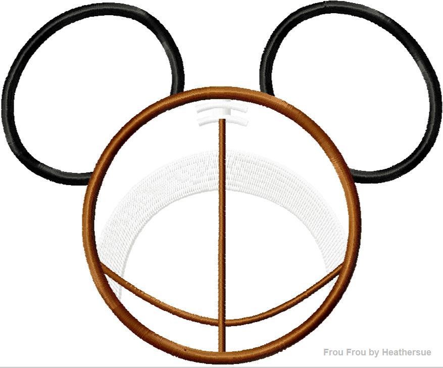 Football Mister Mouse Head Machine Applique Embroidery Designs, multiple sizes including 4 inch