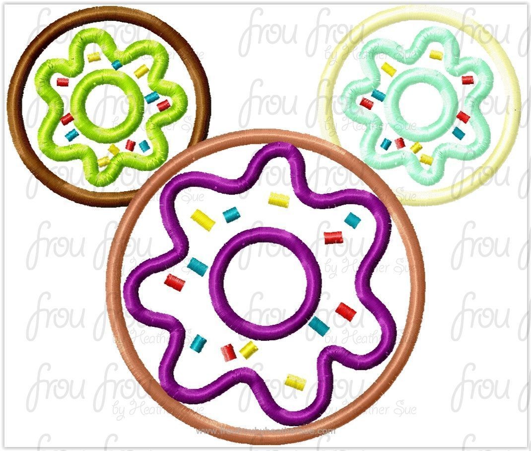 Doughnut Mister Mouse Head Machine Applique and filled Embroidery Designs, multiple sizes including 2&quot;-16&quot;