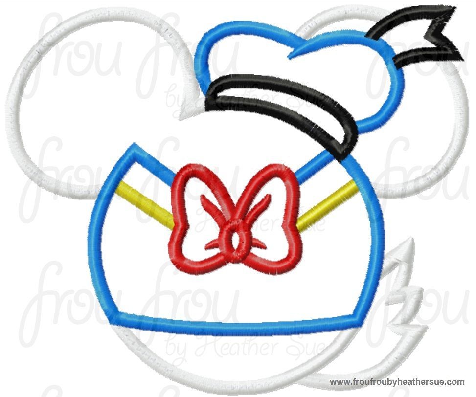 Don Duck Mister Mouse Head Machine Applique Embroidery Design, Multiple sizes including 4 inch