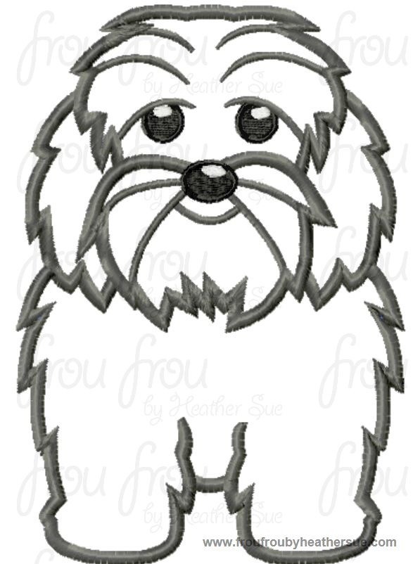 Poodle Mix Zoey Dog Machine Applique Embroidery Design, multiple sizes, including 4 inch