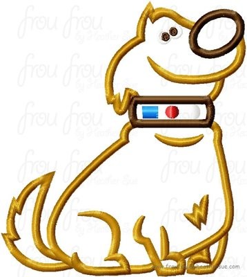 Dog U.P. Digital Machine Embroidery Design Applique, Multiple Sizes- including 2.5, 3, 4, 5, and 6 inch