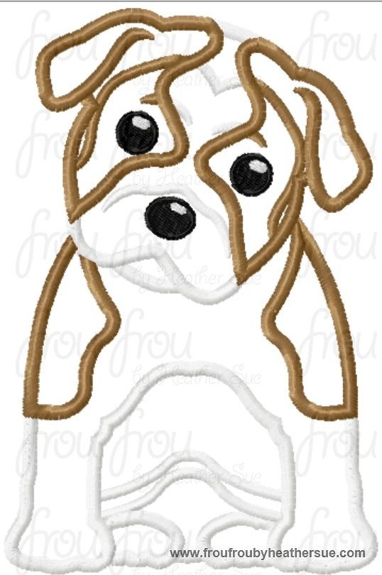 English Bulldog Puppy Dog Machine Applique Embroidery Design, Multiple Sizes, including 4 inch