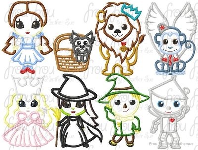 OZ Little Princess Cutie EIGHT Design SET Machine Applique Embroidery Design, Multiple Sizes , including 4 inch