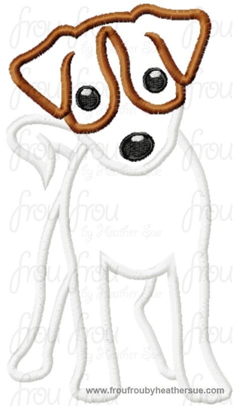 Jack Russell Puppy Dog Machine Applique Embroidery Design, Multiple Sizes, including 4 inch