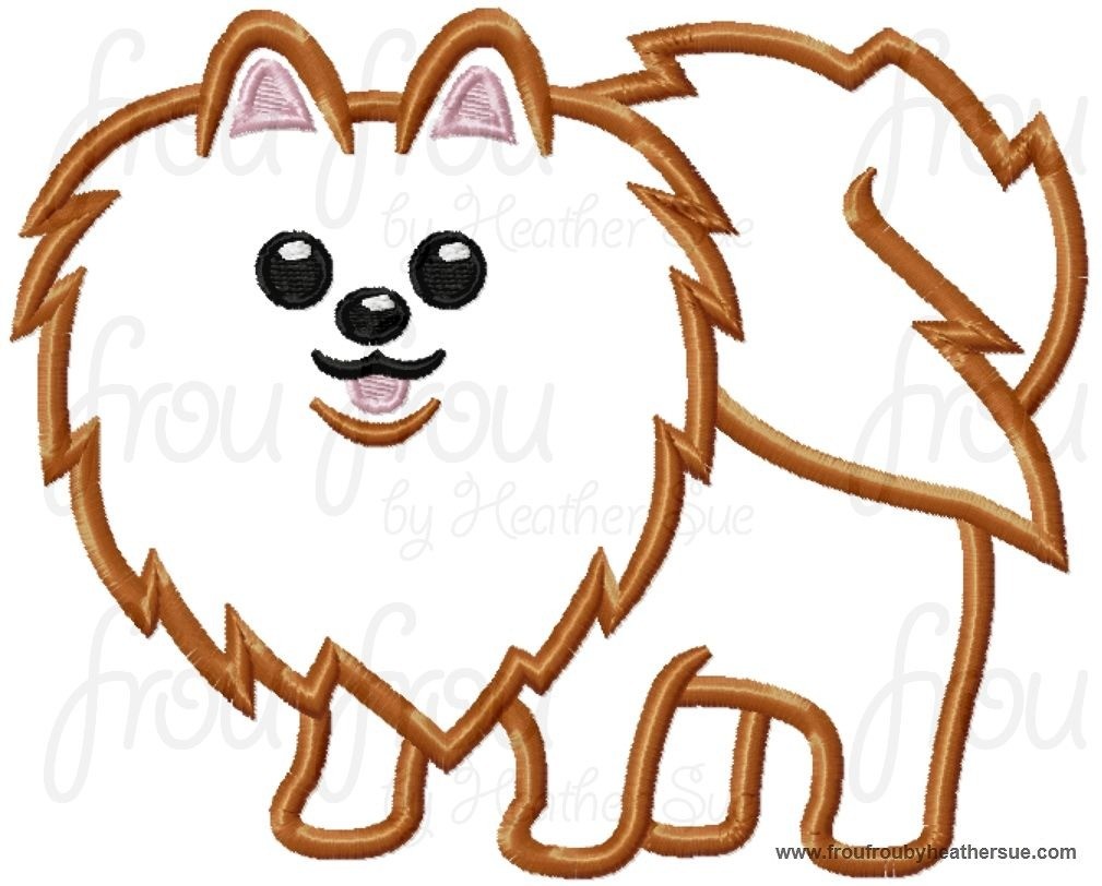 Pomeranian Dog Machine Applique Embroidery Design, multiple sizes, 3&quot;-6x10