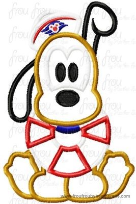Plulo Dog Cutie Cruise Ship Machine Applique Embroidery Design, Multiple Sizes, including 4 inch