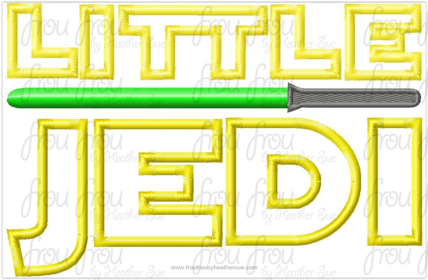 Little  Jed Space Wars Wording Machine Applique Embroidery Design Multiple Sizes, including 4&quot;