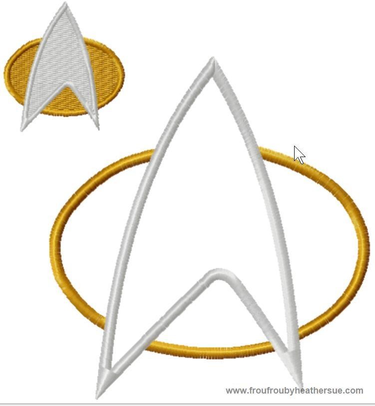 Star Track Nex Gen Symbol Machine Applique Embroidery Design Multiple Sizes, including 1, 2, 3, 4, 5x7, and 6x10 inch