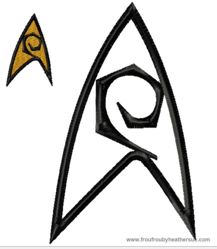 Original Engineering Star Track Symbol Machine Applique Embroidery Design Multiple Sizes, including 1, 2, 3, 4, 5x7, and 6x10 inch