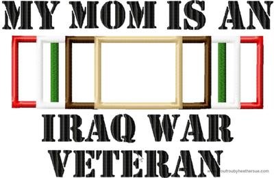 My Mom is an Iraq War Veteran Machine Applique Embroidery Design, Multiple Sizes, including 4 inch