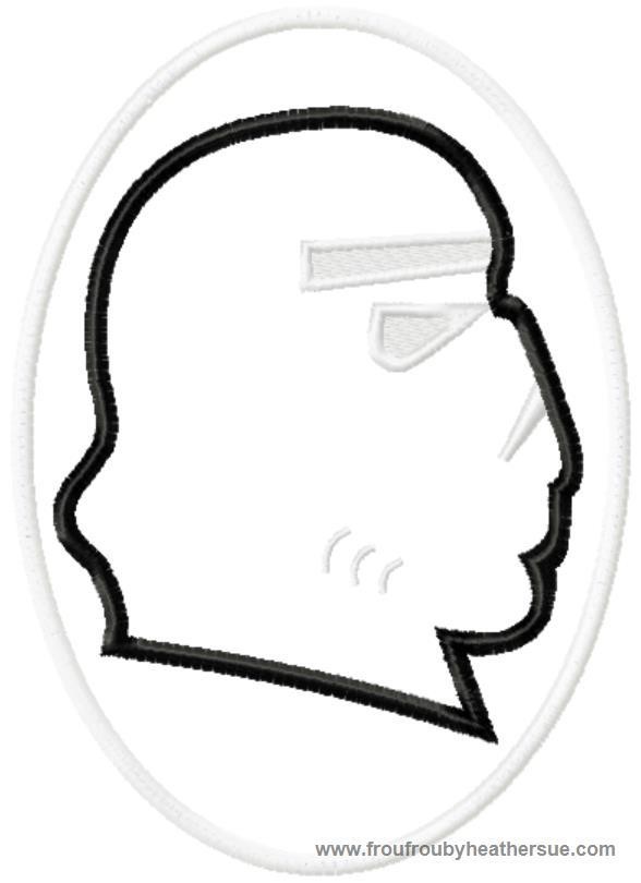 Space Trooper Cameo Silhouette Space Wars Machine Applique Embroidery Design Multiple Sizes, including 4 inch