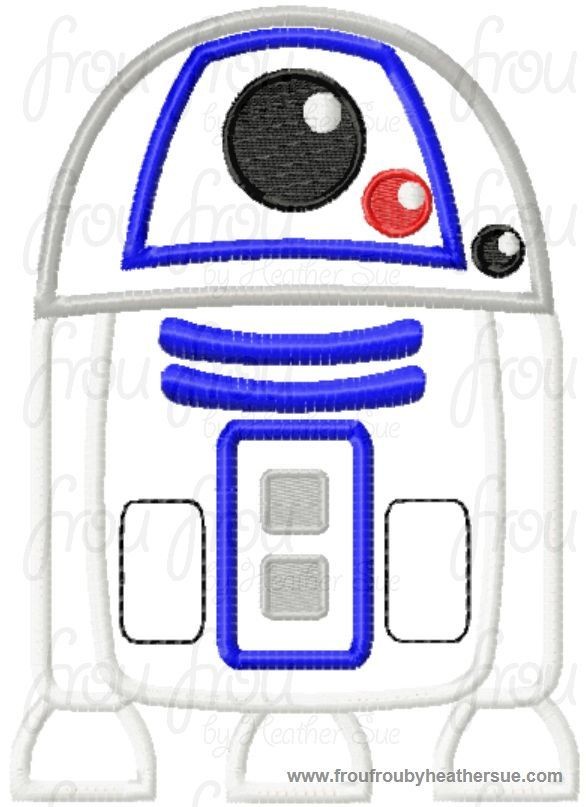 R3D3 Little Space Wars Robot Cutie Machine Applique Embroidery Design, multiple sizes, including 4 inch