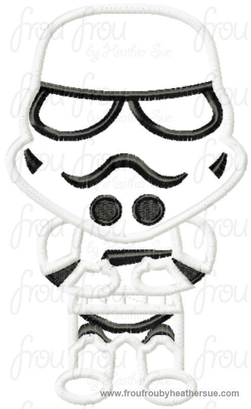 Space Trooper Little Space Wars Cutie Machine Applique Embroidery Design, multiple sizes, including 4 inch