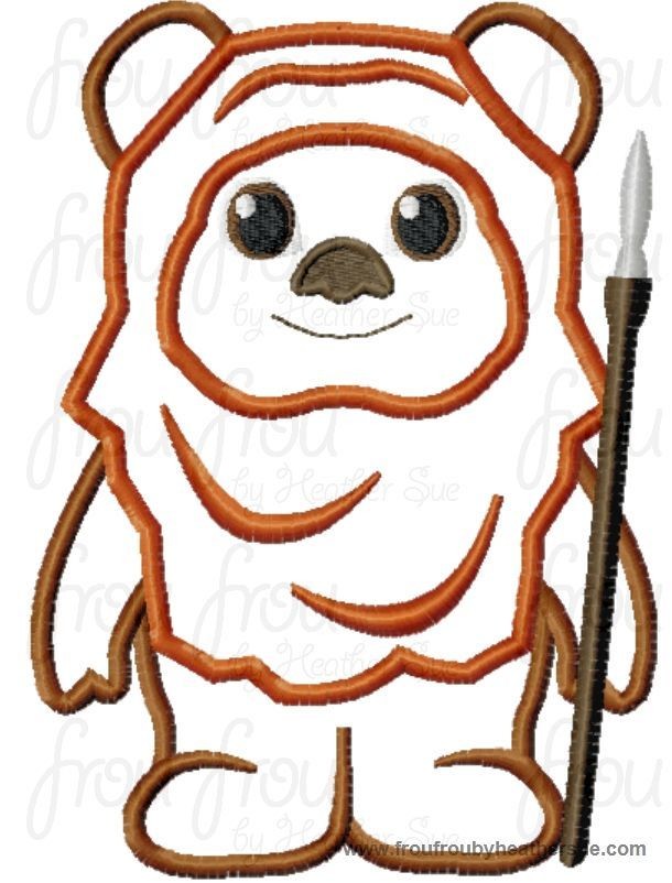 Ebear Little Space Wars Cutie Machine Applique Embroidery Design, multiple sizes, including 4 inch