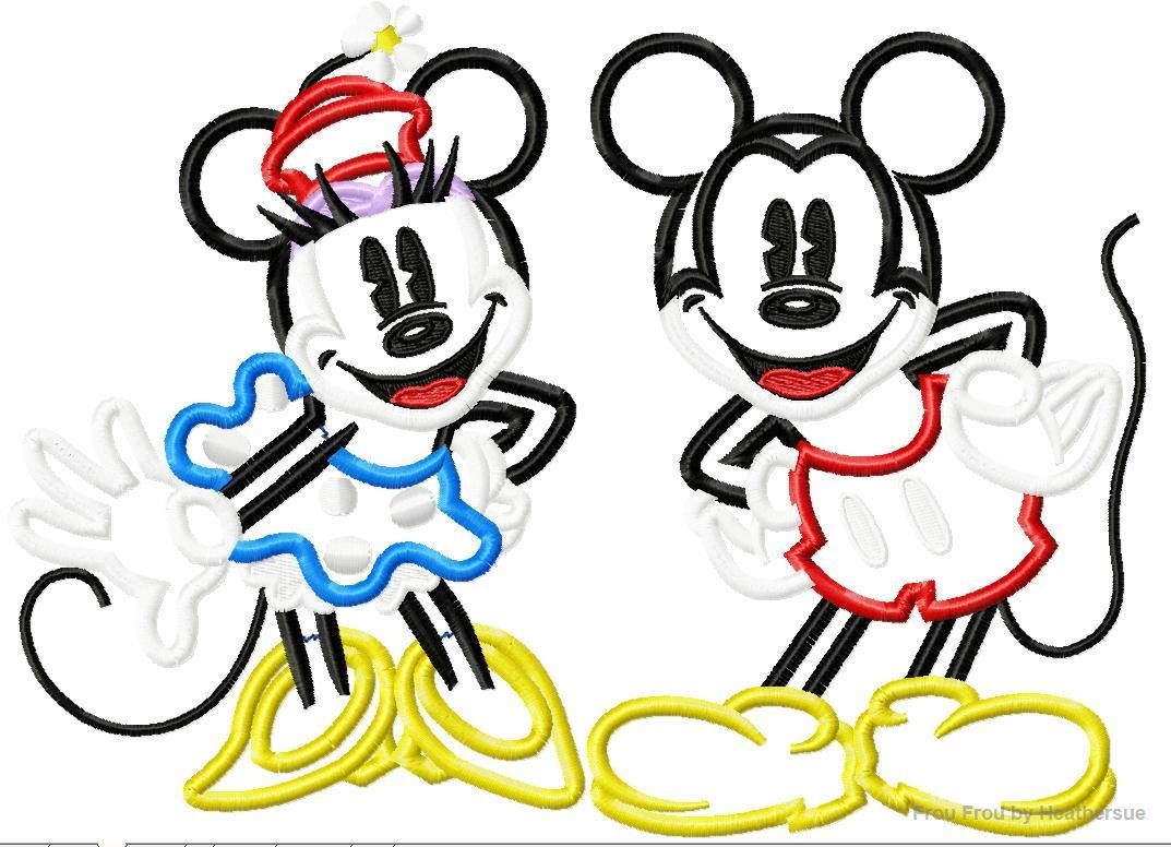 Vintage Mister and Miss Mouse Full Body SET Machine Applique Embroidery Design, Multiple Sizes, including 4 inch