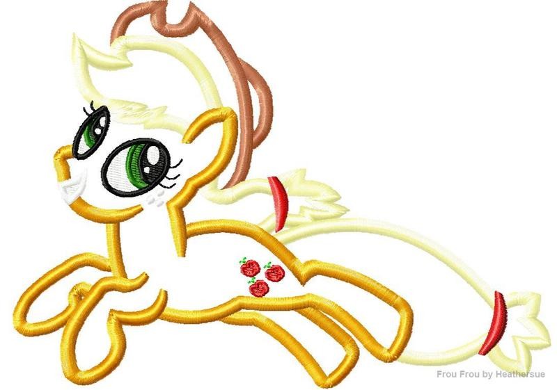 Apple Little Horse Machine Applique Embroidery Design, mutliple sizes, including 4 inch