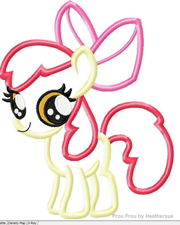 Apple Blossom Little Horse Machine Applique Embroidery Design, mutliple sizes, including 4 inch