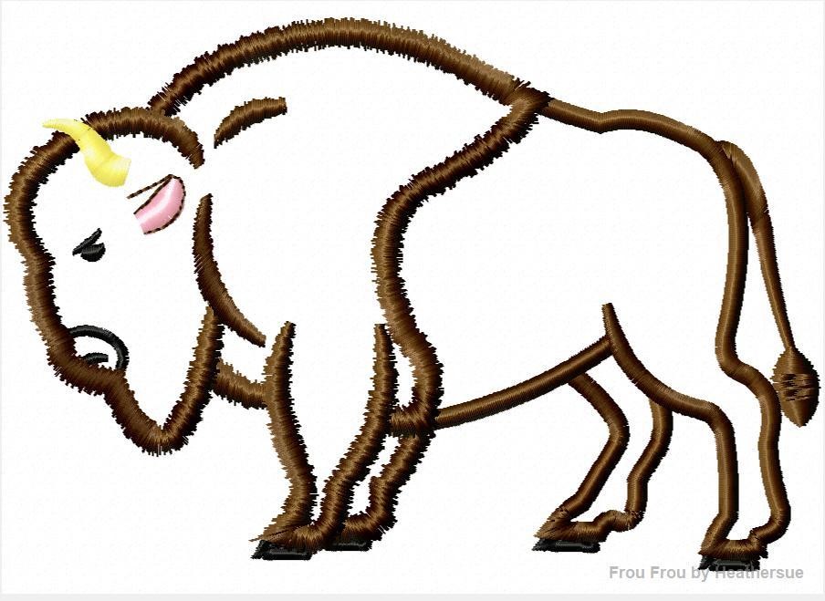 Buffalo Machine Applique Embroidery Design, 4&quot;-10&quot;