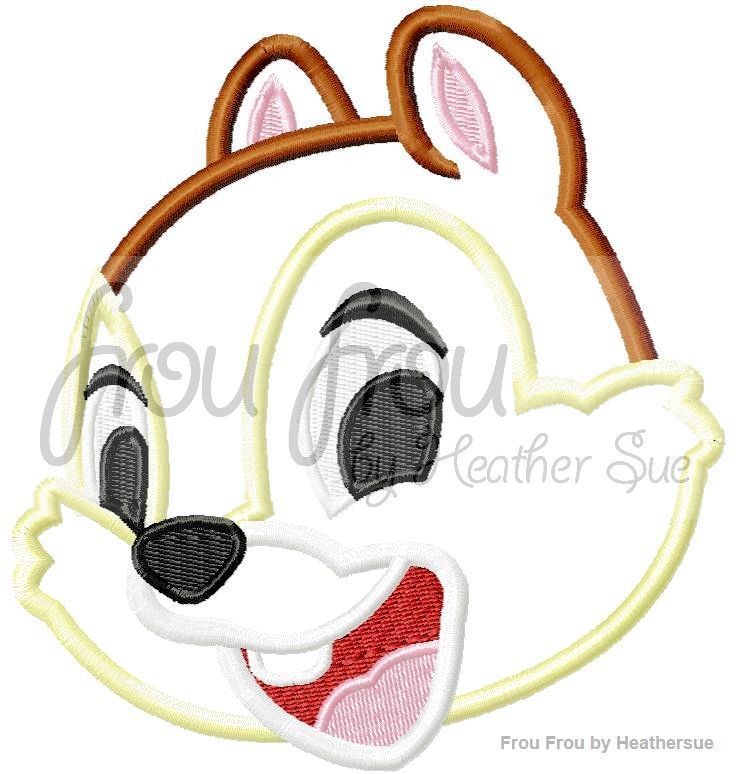 Chep Chipmunk Just Head Machine Applique Embroidery Design, Multiple Sizes, including 4 inch