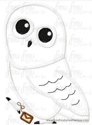 Head Wig Snowy Owl Wizard Little Cutie Machine Applique Embroidery Design, Multiple Sizes NOW INCLUDING 4 INCH