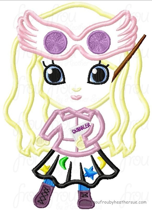 Lunar Love Wizard Little Cutie Machine Applique Embroidery Design, Multiple Sizes NOW INCLUDING 4 INCH