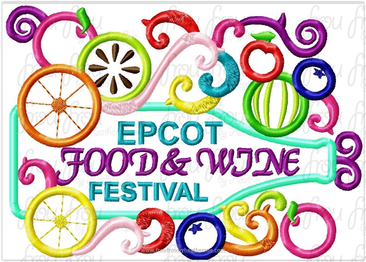 Ecpot Food and Wine Festival Machine Applique and Embroidery Designs, multiple sizes 4&quot;-16&quot;