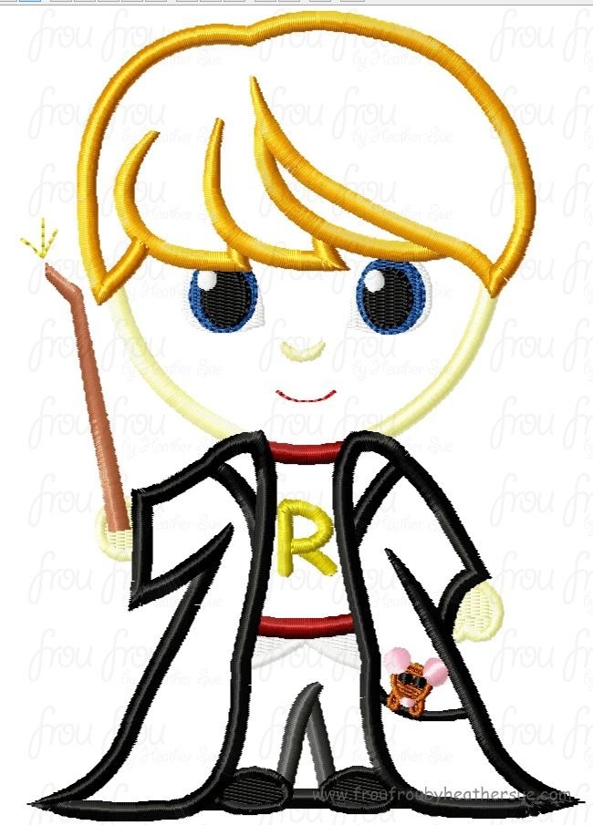 Ran Wesley Wizard Little Cutie Machine Applique Embroidery Design, Multiple Sizes NOW INCLUDING 4 INCH