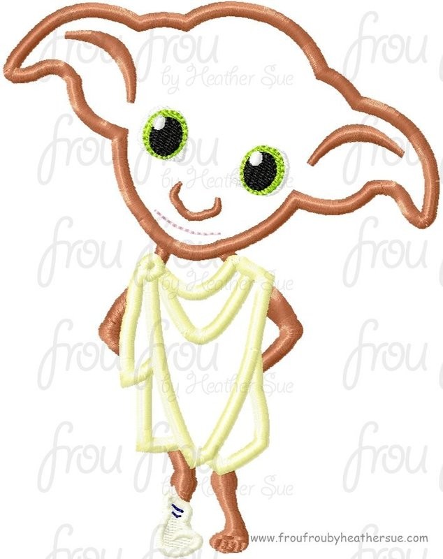 Dotty Home Elf Wizard Little Cutie Machine Applique Embroidery Design, Multiple Sizes NOW INCLUDING 4 INCH