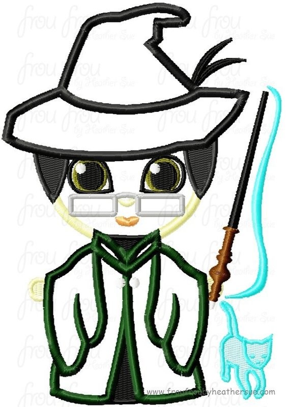 McNerva Wizard Little Cutie Machine Applique Embroidery Design, Multiple Sizes NOW INCLUDING 4 INCH