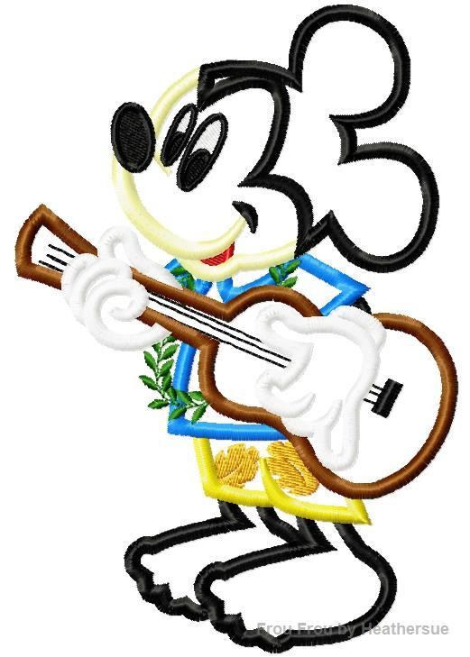 Hula Full Body Mister Mouse Beach Machine Applique Embroidery Design, multiple sizes, including 4 inch