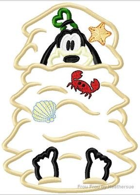 Guufy Buried in Sand Full Body Beach Machine Applique Embroidery Design, multiple sizes, including 4 inch