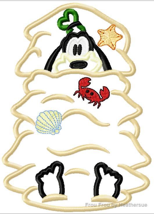Guufy Buried in Sand Full Body Beach  Machine Applique Embroidery Design, multiple sizes, including 4 inch