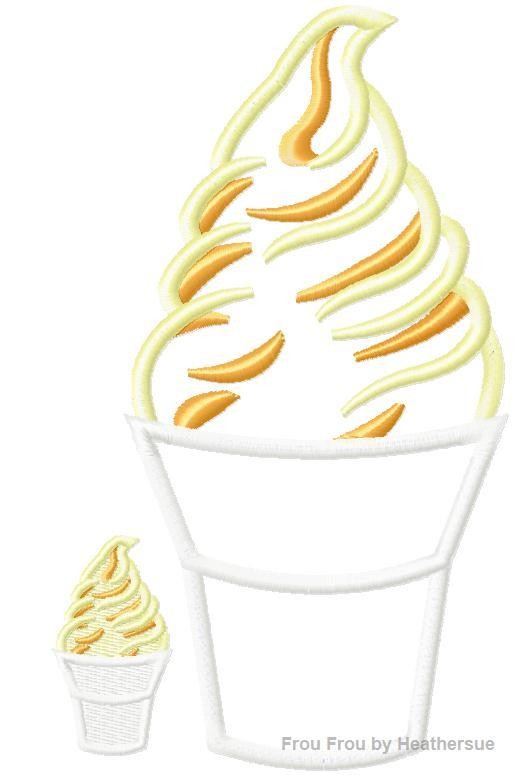 Dale Whip Ice Cream Pineapple Orange Machine Applique Embroidery Design, Multiple sizes including 1, 2, 3, 4, 7, and 10 inch inch