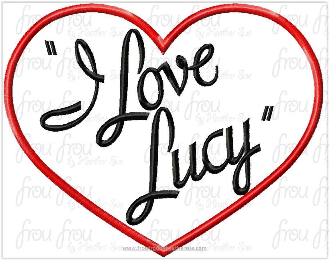 I Love Lucky Heart Machine Applique Embroidery Design, Multiple Sizes, including 3&quot;-16&quot;