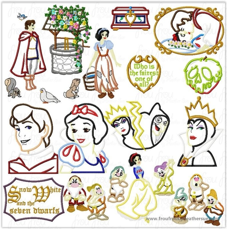 Snowy White TWENTY-FIVE Design SET Machine Applique Embroidery Design, Multiple sizes including 4 inch