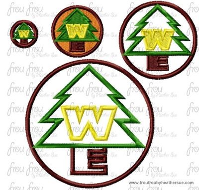 Wild Explorer Badge UP Machine Applique Embroidery and Filled Design 1", 1.5", 2", 3", 4", 5", and 6"